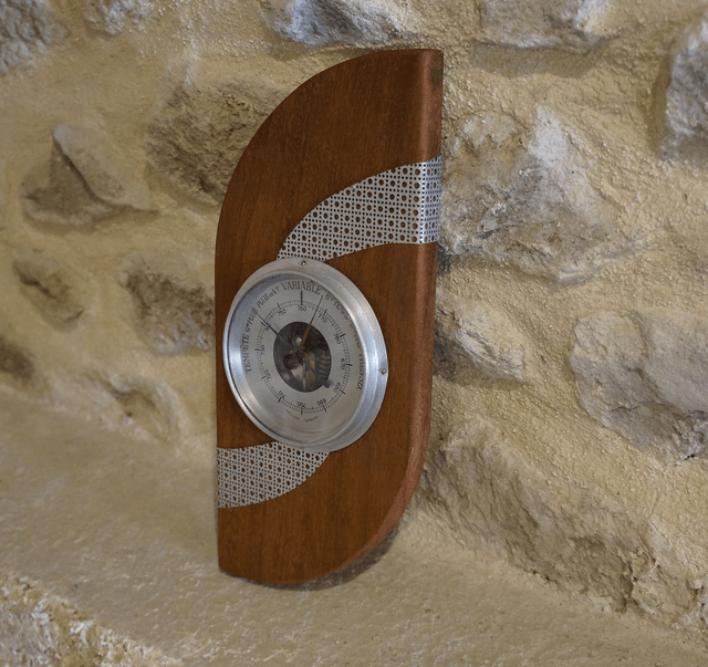Baromètre Aluminium sur bois exotique