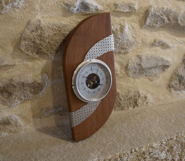 Baromètre Aluminium sur bois exotique