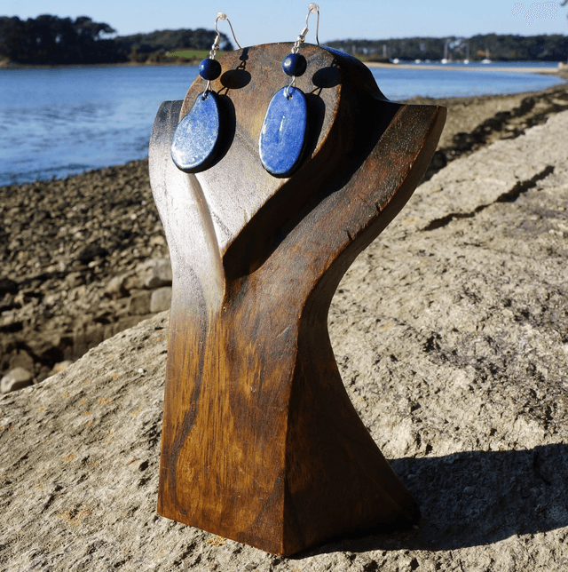 Grandes Tranches Bleues avec Perle Bleue