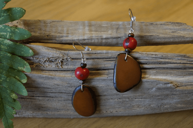 Chips marron avec graine rouge - Sur commande